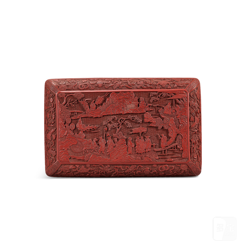 GRANDE BOÎTE RECTANGULAIRE COUVERTE EN LAQUE ROUGE  CHINE, DYNASTIE MING, XVIE SIÈCLE - 图1
